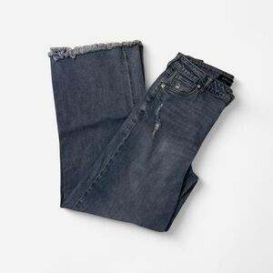 Frayed Hem Wide Leg Blue Jeans